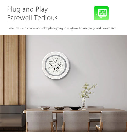 Alarma de sirena NEO Coolcam Smart Tuya Wifi con sensor de temperatura y humedad, compatible con Echo y Google Home Assistant