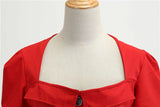 Women Square Collar Elegant Vintage Summer Dress Short Sleeve Midi Dress Robe Femme Casual Office Party Dress