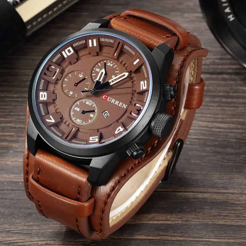 Nuevos relojes CURREN de lujo para hombre, reloj de pulsera de cuero con correa de cuero, reloj de cuarzo informal, reloj deportivo con fecha, relojes 8225
