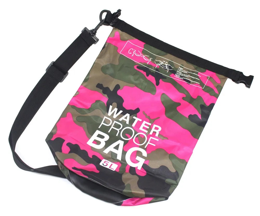 2/5/10/15/20/30L Outdoor Camouflage Waterproof Portable Rafting Diving Dry Bag Sack PVC Coated Swimming Bags for River Trekking