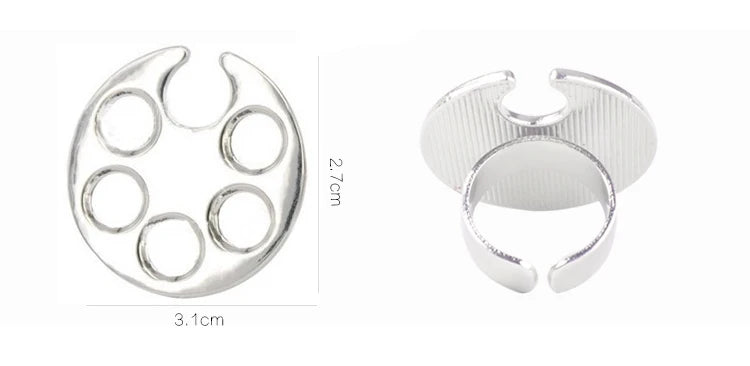 Mini Nail Art Color Palette, Round Footprint Design, Finger Ring Mixing, UV Gel Painting, Manicure Tools, Cute, 1Pc