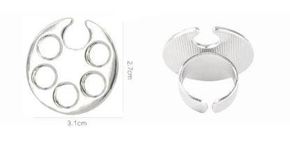Mini Nail Art Color Palette, Round Footprint Design, Finger Ring Mixing, UV Gel Painting, Manicure Tools, Cute, 1Pc