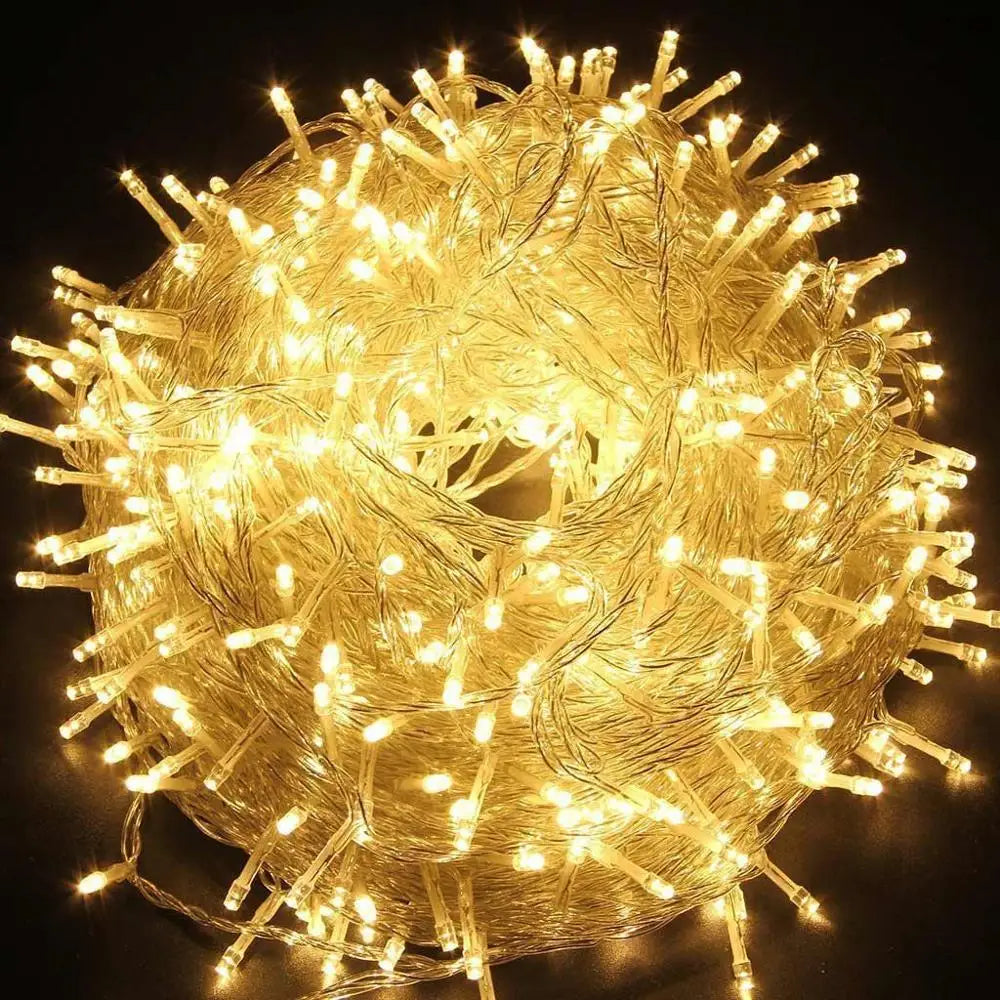 Guirnalda de luces LED de 10 m, 30 m, 50 m y 100 m, para decoración de árbol de Navidad, bodas, luces de hadas impermeables para interior y exterior, 220 V, UE. 