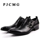 New Fashion Men Oxford Casual  Genuine Leather Business Buckle Pointed Toe Office & Career Men's Sapatos Shoes