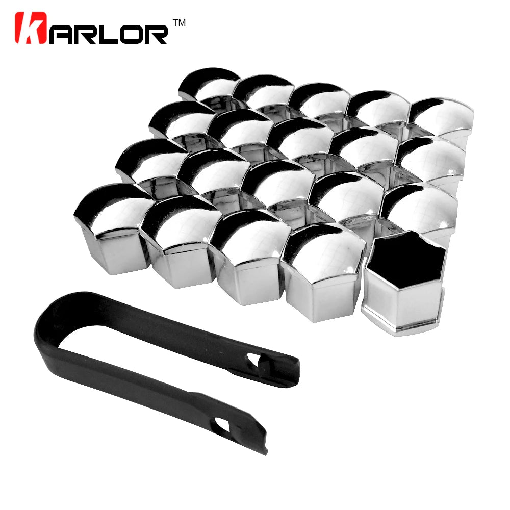20 piezas universales antioxidantes de 17, 19 y 21 mm, cromado brillante, ABS, para tapicería de neumáticos, ruedas, tuercas, tornillos, cubiertas protectoras, accesorios para coche