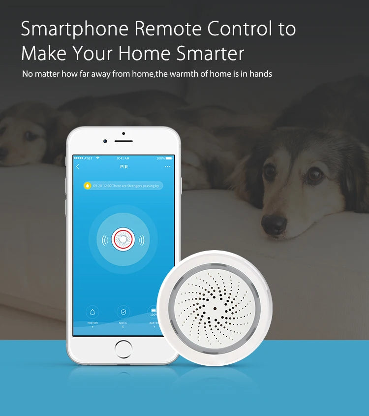 Alarma de sirena NEO Coolcam Smart Tuya Wifi con sensor de temperatura y humedad, compatible con Echo y Google Home Assistant