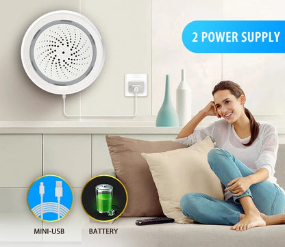 Alarma de sirena NEO Coolcam Smart Tuya Wifi con sensor de temperatura y humedad, compatible con Echo y Google Home Assistant