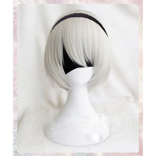 High quality YoRHa No.2 Type B 2BYoRH 2A 9S 2B wig Cosplay Wig NieR:Automata Costume Play Wigs Costumes Hair +Wig Cap