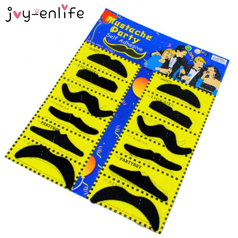 JOY-ENLIFE - 12 piezas de disfraz divertido de pirata para fiesta, bigote falso, barba falsa para niños y adultos, decoración para fiesta de Halloween