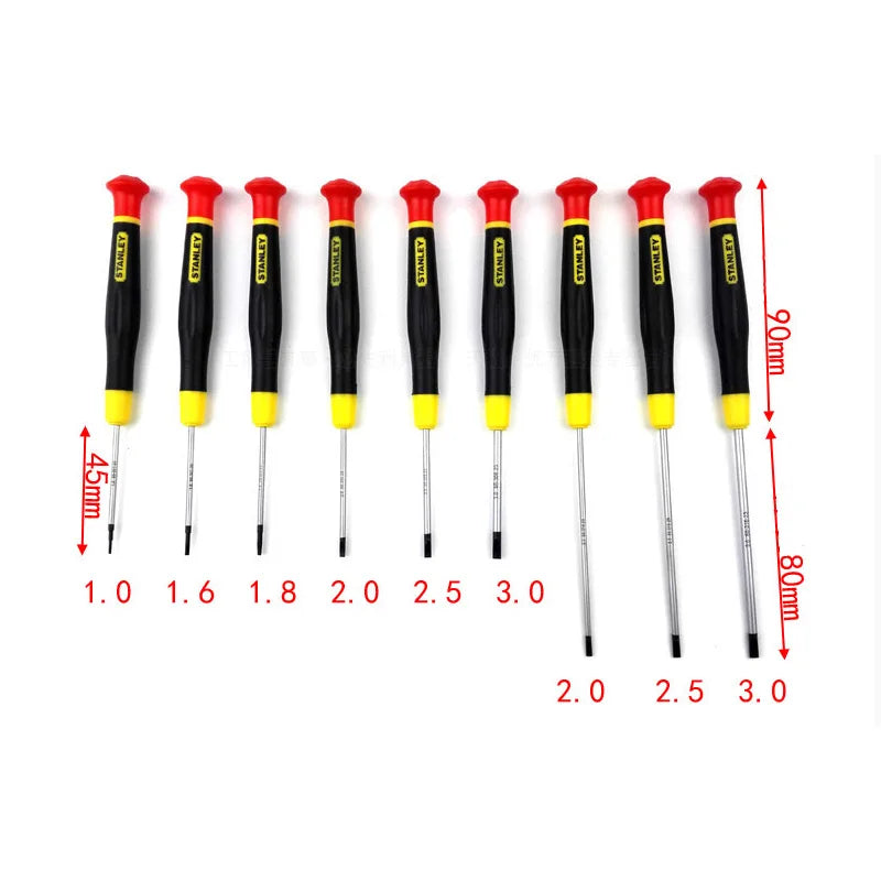Stanley-mini parafusadeira de precisão com ponta plana, 1.0mm, 1.6mm, 1.8mm, 2.0mm, 3mm, ferramentas para abertura