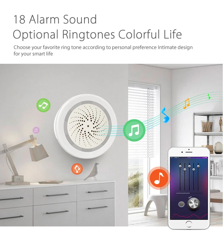 Alarma de sirena NEO Coolcam Smart Tuya Wifi con sensor de temperatura y humedad, compatible con Echo y Google Home Assistant