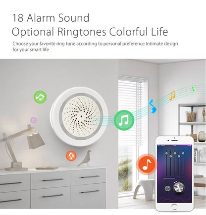 Alarma de sirena NEO Coolcam Smart Tuya Wifi con sensor de temperatura y humedad, compatible con Echo y Google Home Assistant