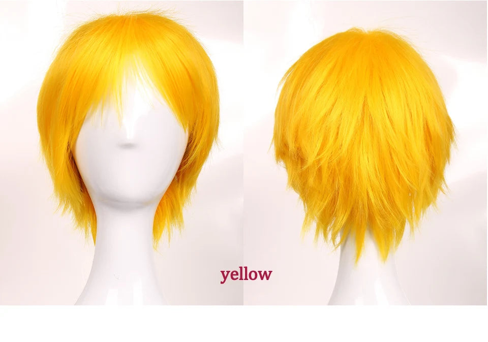 BENIHAIR Synthetic Wig Cosplay Wig White Red Green Blue Pink Yellow Hair Short Layered Wig Fake Hair Extension Men Women Party Wig