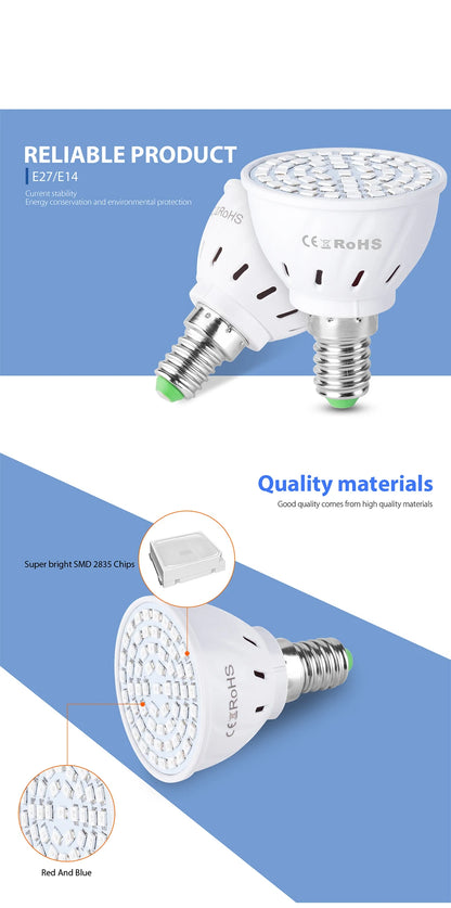Phyto Led B22 Hydroponic Growth Light E27 Led Grow Bulb MR16 Full Spectrum 220V UV Lamp Plant E14 Flower Seedling Fitolamp GU10