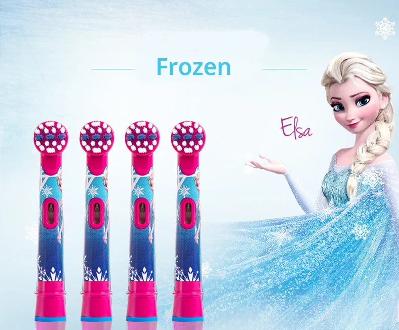 Recambio de cabezales de repuesto para cepillo de dientes eléctrico Oral B EB10 Kids, con cerdas suaves y cabezal redondo pequeño, ideal para limpieza dental de Spiderman y Frozen.