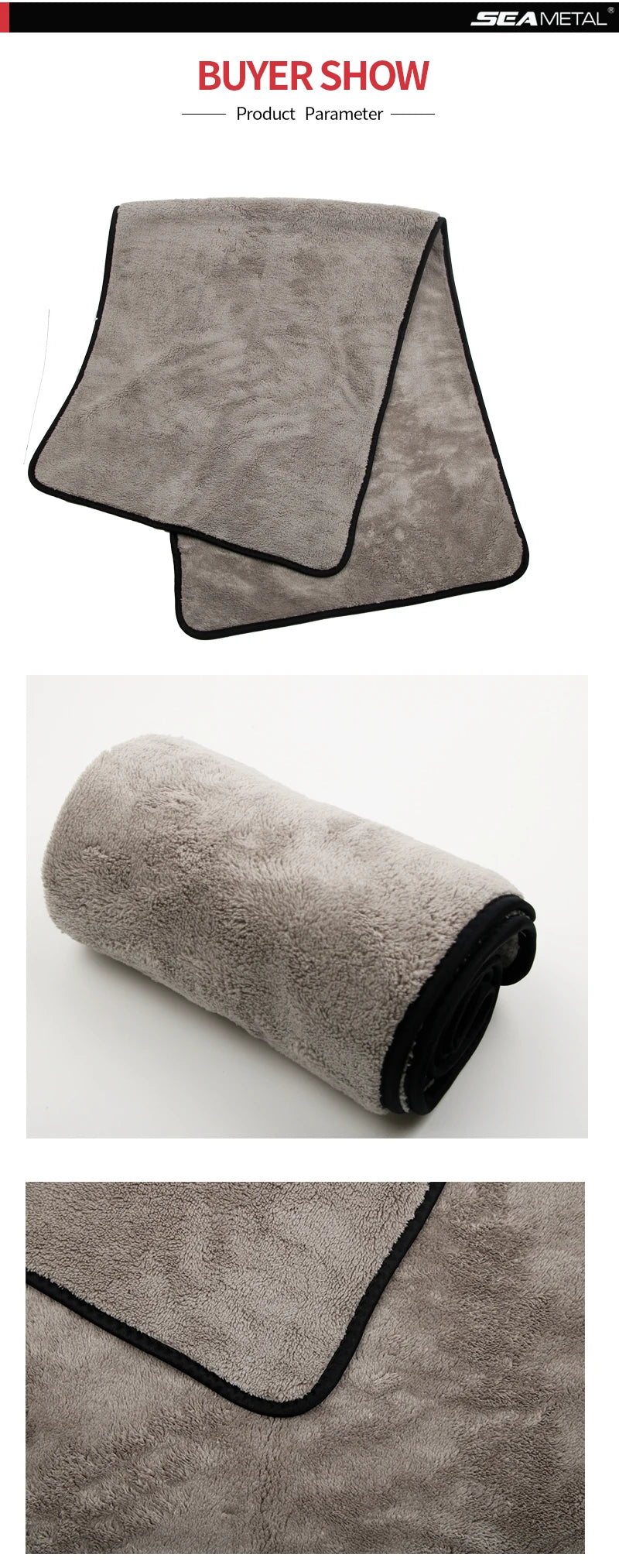 Toalla de microfibra para lavado de autos SEAMETAL, súper absorbente, para limpieza y secado de autos, paños multifuncionales para accesorios de lavado de autos.