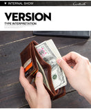 ONTACT'S Genuine Leather Short Wallets for Men RFID Vintage Coin Purse Card Holder Male Money Clip Women‘s Wallet Bag HandbagC