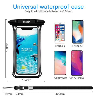 Funda impermeable FONKEN para teléfono, transparente, para la nieve, la selva tropical, bolsa seca, bolsa para natación, fundas grandes para teléfono móvil.