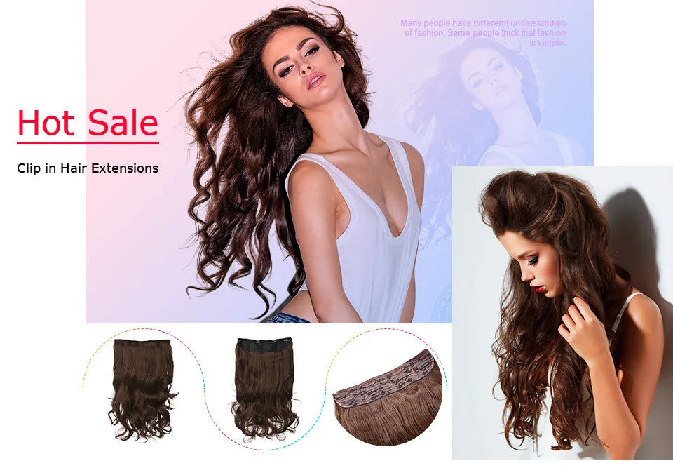 Extensões de cabelo ondulado com mola clip in 60 cm premium sintético resistente ao calor 190g