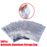 50pcs Aluminum Antistatic Bag Resealable Anti Static Ziplock Bags Pouch for Electronic Pouches Anti Static Package Mylar Bags