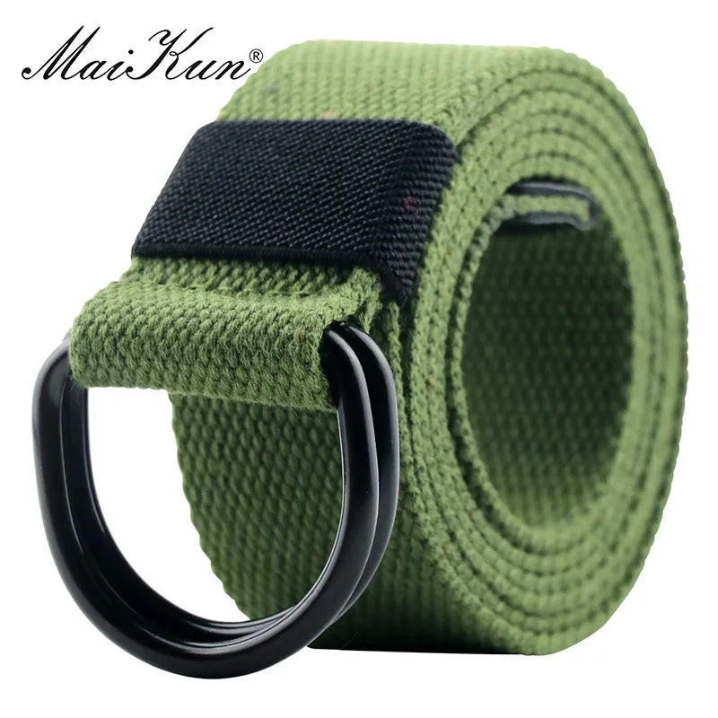 Maikun Tactical Canvas Men Belt High Quality Unisex Double D-Ring Buckle Waistband Casual Canvas Female Belt Fabric For Jeans