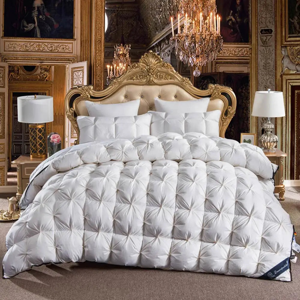 3D luxury 100% Goose Down Duvet Quilted Quilt King Queen Full size Comforter Winter Thick Blanket Solid Color