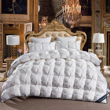 3D luxury 100% Goose Down Duvet Quilted Quilt King Queen Full size Comforter Winter Thick Blanket Solid Color