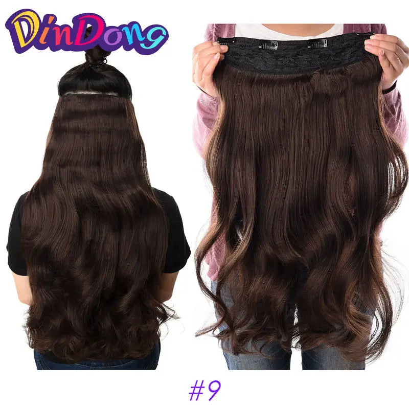 Extensões de cabelo ondulado com mola clip in 60 cm premium sintético resistente ao calor 190g