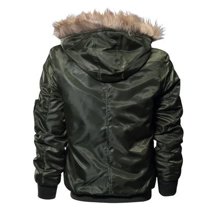 Brand Men's Winter Jacket Coat Male Parkas Military Fur Collar Hooded Fleece Thicken Quilted Bomber Jackets Men Clothing A2F827