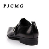 New Fashion Men's Oxford Casual Genuine Leather Business Buckle Pointed Toe Office & Career Shoes