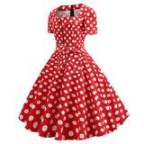 Women Square Collar Elegant Vintage Summer Dress Short Sleeve Midi Dress Robe Femme Casual Office Party Dress
