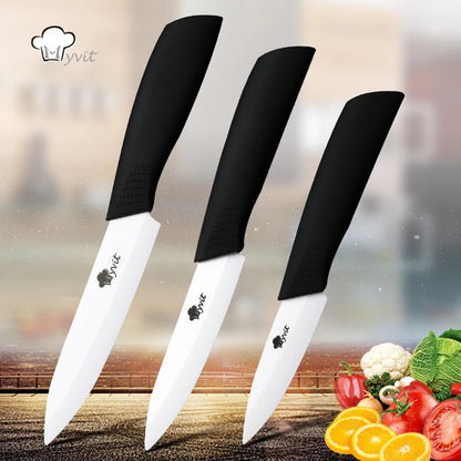 Juego de cuchillos de cerámica para cocina, utilidad para pelar, cortar frutas y verduras, herramienta de cocina con hoja de Zirconia blanca de 3, 4 y 5 pulgadas