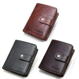 ONTACT'S Genuine Leather Short Wallets for Men RFID Vintage Coin Purse Card Holder Male Money Clip Women‘s Wallet Bag HandbagC