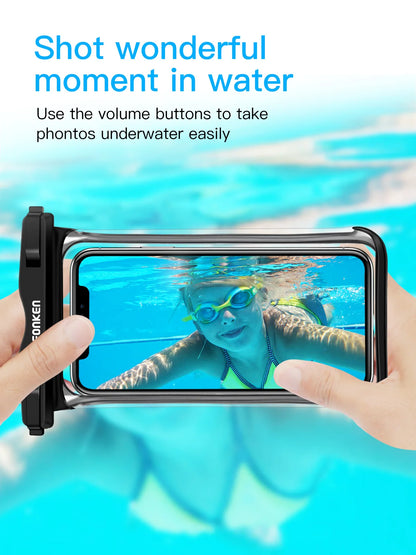Funda impermeable FONKEN para teléfono, transparente, para la nieve, la selva tropical, bolsa seca, bolsa para natación, fundas grandes para teléfono móvil.