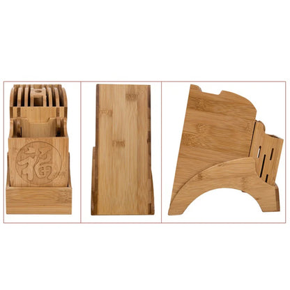 Wood Kitchen Knife Holder Bamboo Scissors Chopsticks Gadget Storage Shelf Rack Knife Block Stand Organizer Accessories