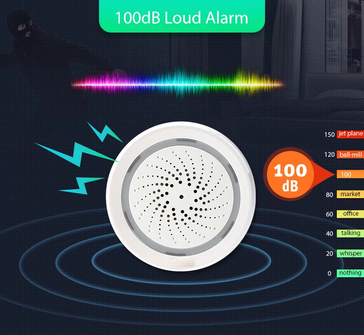 Alarma de sirena NEO Coolcam Smart Tuya Wifi con sensor de temperatura y humedad, compatible con Echo y Google Home Assistant