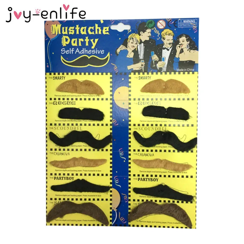 JOY-ENLIFE 12pcs Funny Costume Pirate Party Mustache Cosplay Fake Moustache Fake Beard For Kids Adult Halloween Party Decoration