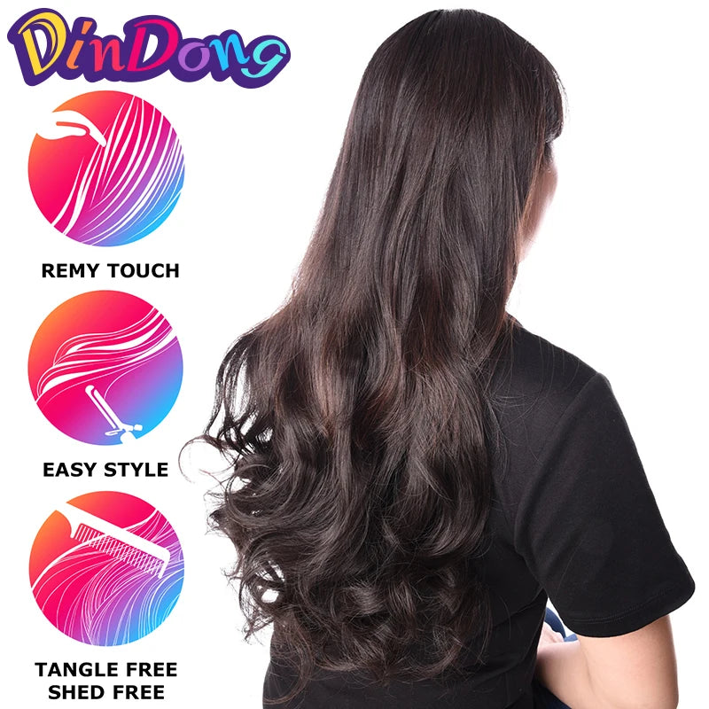Extensões de cabelo ondulado com mola clip in 60 cm premium sintético resistente ao calor 190g