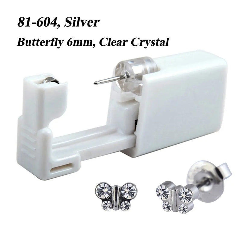 1 peça 316l aço cirúrgico descartável esterilizado unidades de piercing de orelha ferramentas de arma com brinco de cristal cz joias de piercing corporal