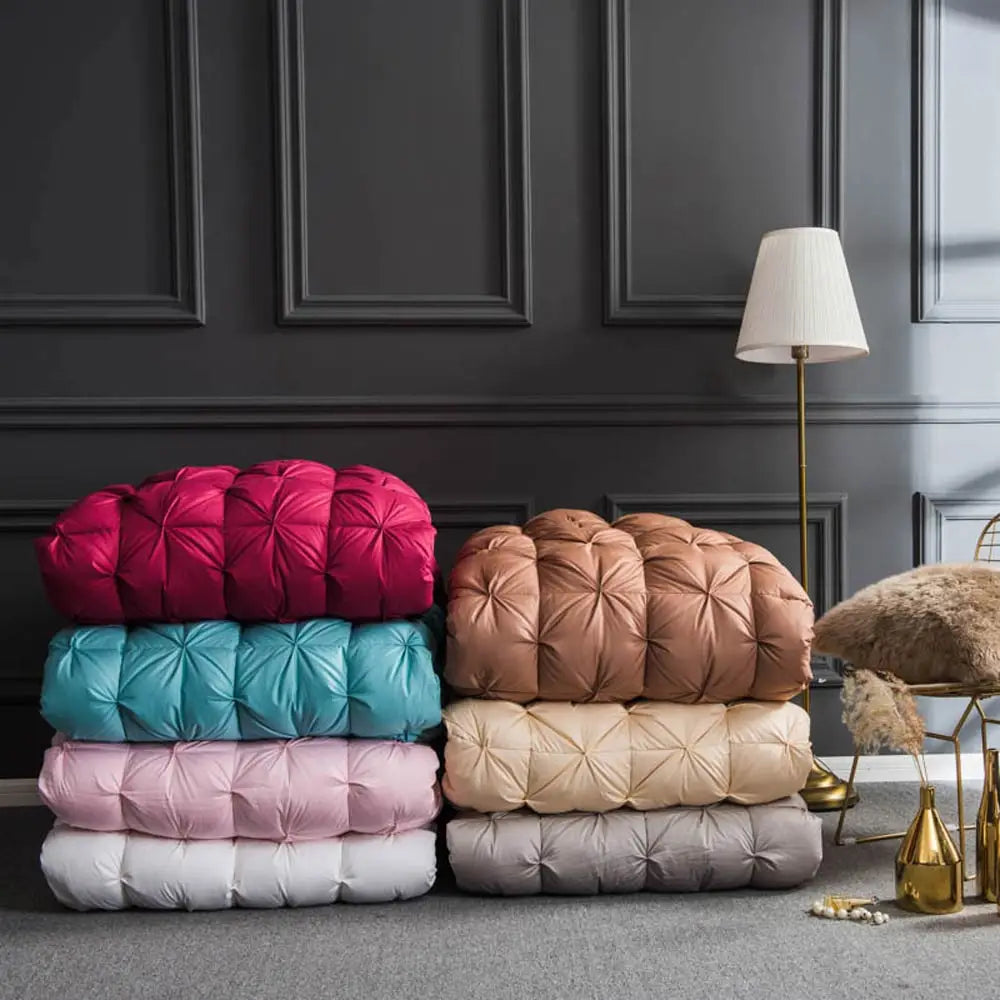 3D Luxury Quilted 100% High Rank Goose Down Duvet Quilt King Queen Full Size Comforter Winter Thick Blanket Solid Color