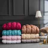 3D Luxury Quilted 100% High Rank Goose Down Duvet Quilt King Queen Full Size Comforter Winter Thick Blanket Solid Color