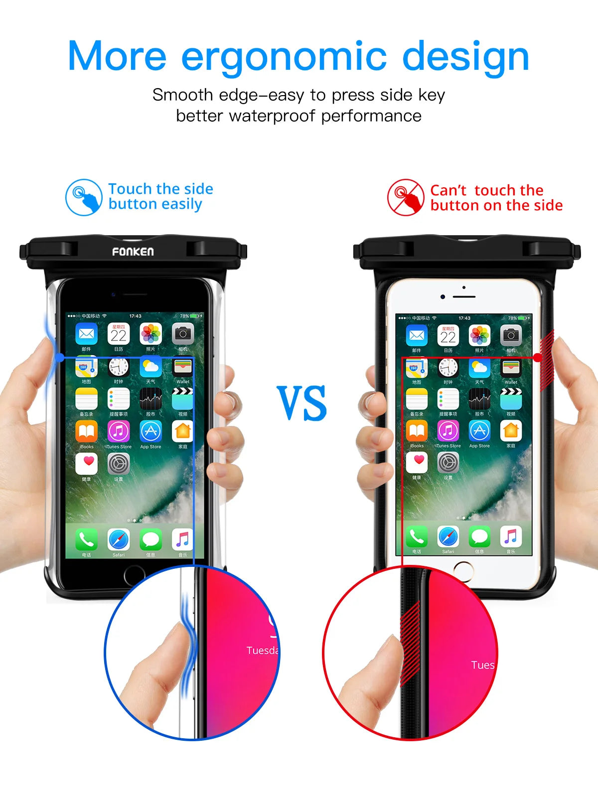 Funda impermeable FONKEN para teléfono, transparente, para la nieve, la selva tropical, bolsa seca, bolsa para natación, fundas grandes para teléfono móvil.
