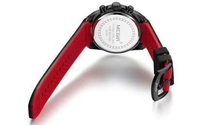 Reloj Megir de cuarzo analógico con cronógrafo para hombre, fecha, manecillas luminosas y correa de silicona resistente al agua.