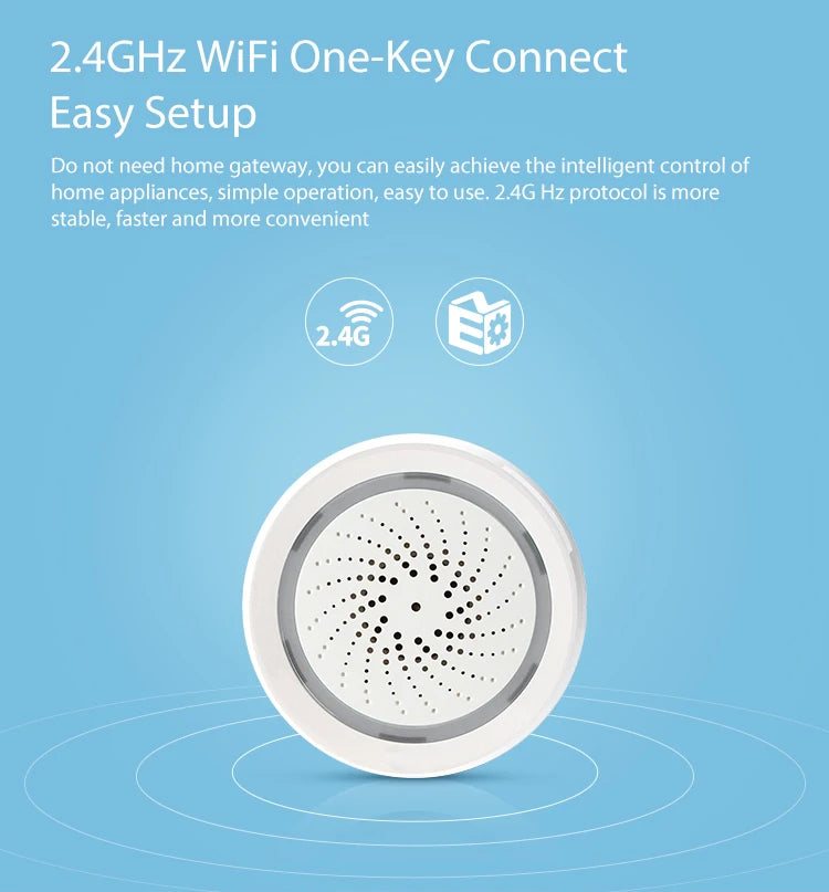Alarma de sirena NEO Coolcam Smart Tuya Wifi con sensor de temperatura y humedad, compatible con Echo y Google Home Assistant