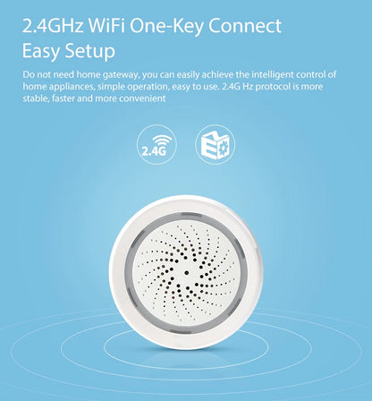 Alarma de sirena NEO Coolcam Smart Tuya Wifi con sensor de temperatura y humedad, compatible con Echo y Google Home Assistant