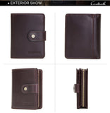ONTACT'S Genuine Leather Short Wallets for Men RFID Vintage Coin Purse Card Holder Male Money Clip Women‘s Wallet Bag HandbagC