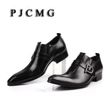 New Fashion Men's Oxford Casual Genuine Leather Business Buckle Pointed Toe Office & Career Shoes