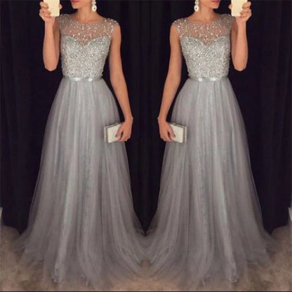 2022 Elegant Women Dresses Sequins Patchwork Dress Formal Wedding Bridesmaid Party Gown Long Dress Female Dresses