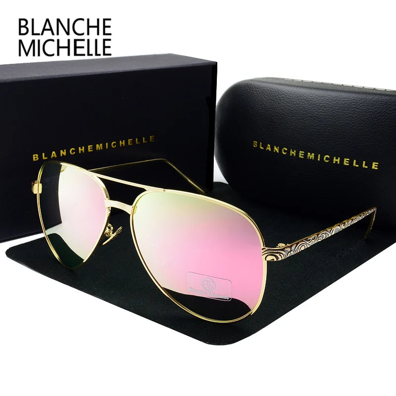 High Quality Pilot Sunglasses Women Polarized UV400 Sunglass Mirror Vintage Sun Glasses 2020 Sunglasses Woman With Box