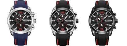 Reloj Megir de cuarzo analógico con cronógrafo para hombre, fecha, manecillas luminosas y correa de silicona resistente al agua.